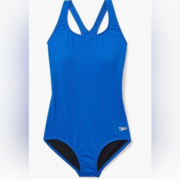 Speedo Endurance Moderate Cut Solid Blue One Piece Training Bathing Suit Size 8 - Picture 1 of 15